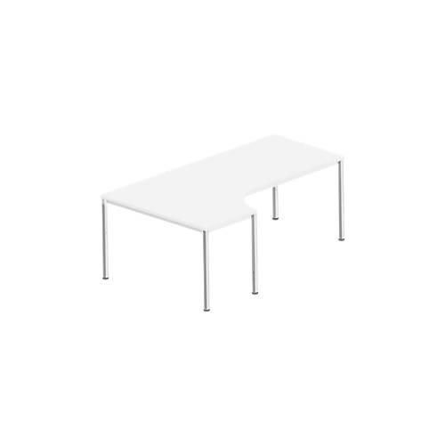 4250510939093 - Winkelschreibtisch BEXXSTAR Rundrohrfuß Ansatz links B 2000 x T 800 1200 mm weiß