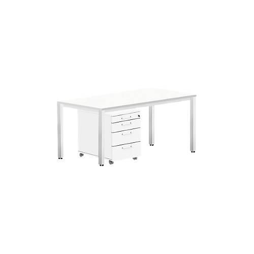 4250510883549 - Komplettset BEXXSTAR Schreibtisch 1600 mm breit und Rollcontainer Quadratrohrfuß weiß 4250510883549 - Komplettset BEXXSTAR Schreibtisch 1600 mm breit und Rollcontainer Quadratrohrfuß weiß