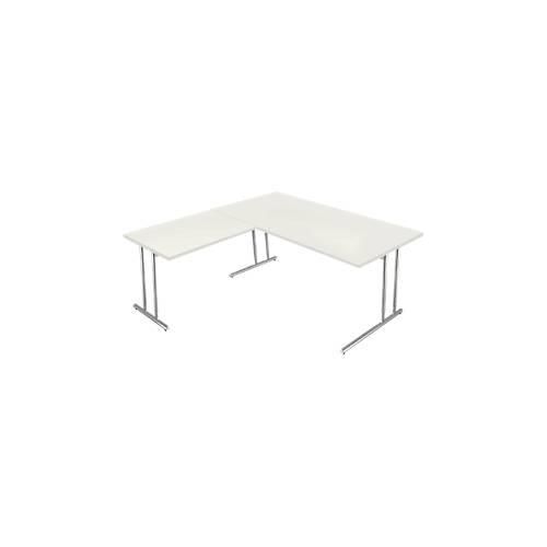 4044917434943 - Schreibtisch Toledo mit Anbautisch höhenverstellbar C-Fuß B 1600 x T 800 mm weiß 4044917434943 - Schreibtisch Toledo mit Anbautisch höhenverstellbar C-Fuß B 1600 x T 800 mm weiß