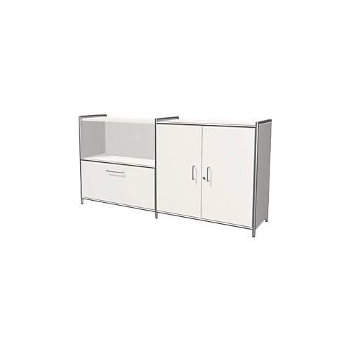 4044917436923 - Sideboard Toledo abschließbar Schub + Regalfach 2 OH Flügeltüren B 1580 x T 380 mm weiß 4044917436923 - Sideboard Toledo abschließbar Schub + Regalfach 2 OH Flügeltüren B 1580 x T 380 mm weiß