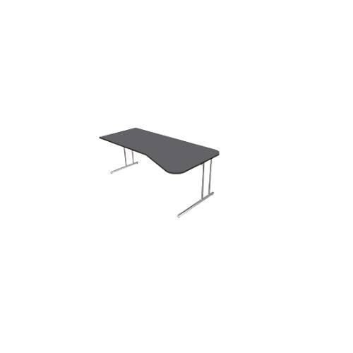 4044917433984 - Schreibtisch Toledo höhenverstellbar Freiform Ansatz rechts links C-Fuß B 1950 x T 800 1000 mm anthrazit 4044917433984 - Schreibtisch Toledo höhenverstellbar Freiform Ansatz rechts links C-Fuß B 1950 x T 800 1000 mm anthrazit