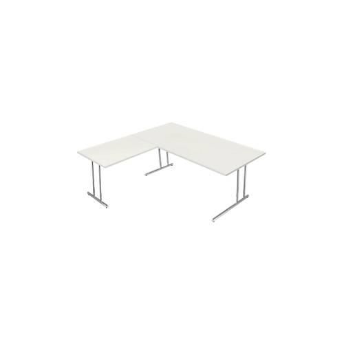 4044917434981 - Schreibtisch Toledo mit Anbautisch höhenverstellbar C-Fuß B 2000 x T 1000 mm weiß 4044917434981 - Schreibtisch Toledo mit Anbautisch höhenverstellbar C-Fuß B 2000 x T 1000 mm weiß