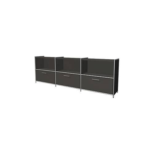 4044917429512 - Sideboard Toledo mit Sichtrückwand 3 Schübe 3 Fächer 2 OH B 2360 x T 380 mm anthrazit 4044917429512 - Sideboard Toledo mit Sichtrückwand 3 Schübe 3 Fächer 2 OH B 2360 x T 380 mm anthrazit