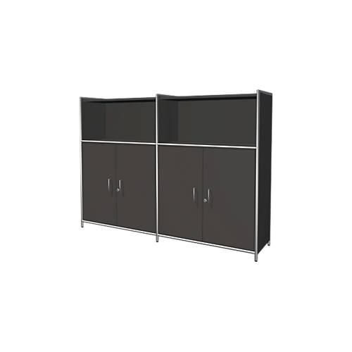 4044917436893 - Kombischrank Toledo mit Sichtrückwand abschließbar 3 OH 2 Fächer B 1580 x T 380 mm anthrazit