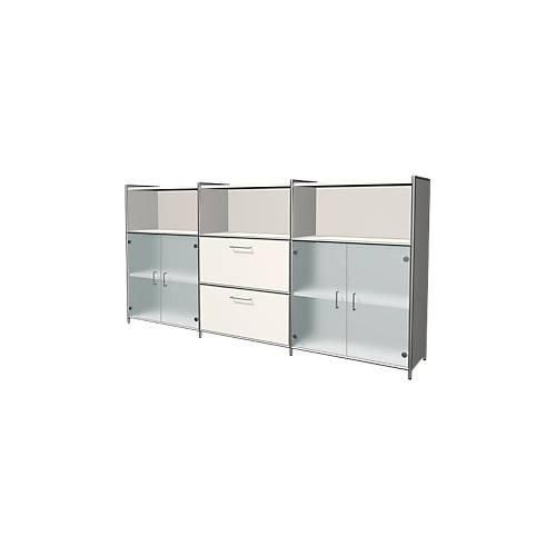 4044917436909 - Highboard Toledo 2 Schübe 3 Fächer 3 OH Glastüren B 2360 x T 380 mm weiß