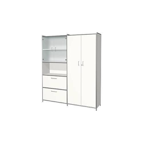 4044917436848 - Kombischrank Toledo mit Sichtrückwand 2 Schübe 5 OH abschließbar B 1580 x T 380 mm weiß