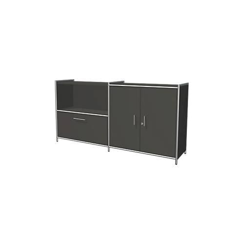 4044917436930 - Sideboard Toledo abschließbar Schub + Regalfach 2 OH Flügeltüren B 1580 x T 380 mm anthrazit 4044917436930 - Sideboard Toledo abschließbar Schub + Regalfach 2 OH Flügeltüren B 1580 x T 380 mm anthrazit