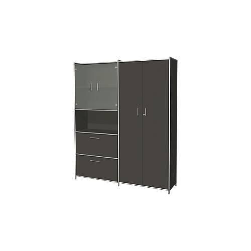 4044917436855 - Kombischrank Toledo mit Sichtrückwand 2 Schübe 5 OH abschließbar B 1580 x T 380 mm anthrazit