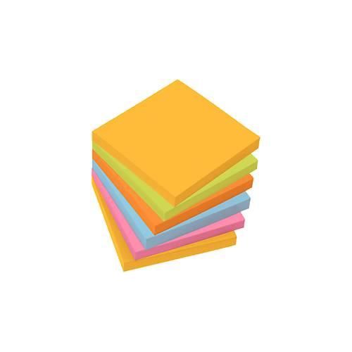 4004360819933 - Haftnotiz 75 x 75 mm (B x H) gelb grün orange blau pink 100 Bl Block 6 Block Pack 4004360819933 6 Stück