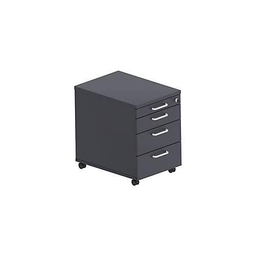 5903038927545 - Rollcontainer BEXXSTAR 1 abschließbarer Utensilienauszug & 3 Schübe B 430 x T 600 x H 600 mm schwarz