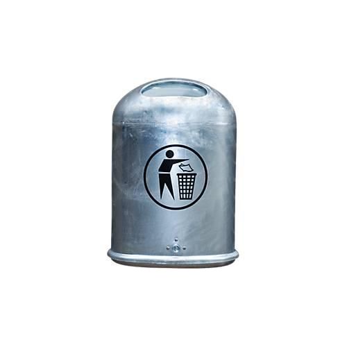 4040136703402 - Abfallbehälter oval 45 Liter mit selbstschließender Edelstahlklappe feuerverzinkt 4040136703402 - Abfallbehälter oval 45 Liter mit selbstschließender Edelstahlklappe feuerverzinkt