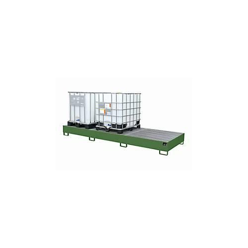 4052462036628 - Auffangwanne AW 1000-3 für 3 IBC-Container à 1000 l oder 10 Fässer à 200 l L 3850 x B 1300 x H 340 mm unterfahrbar resedagrün