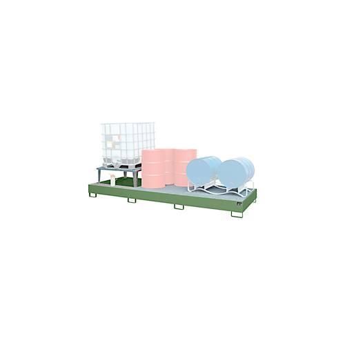 4052462041264 - Auffangwanne AWA 31 Stahl grün L 3850 x B 1460 x H 780 mm 1000 l für 3 x 1000 l IBC 1 Abfüllaufsatz 2 Gitteroste