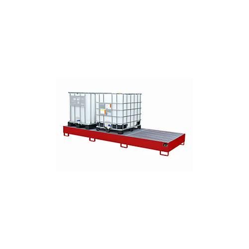 4052462030466 - Auffangwanne AW 1000-3 für 3 IBC-Container à 1000 l oder 10 Fässer à 200 l L 3850 x B 1300 x H 340 mm unterfahrbar feuerrot