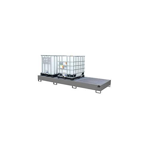 4052462030480 - Auffangwanne AW 1000-3 für 3 IBC-Container à 1000 l oder 10 Fässer à 200 l L 3850 x B 1300 x H 340 mm unterfahrbar mausgrau 4052462030480 - Auffangwanne AW 1000-3 für 3 IBC-Container à 1000 l oder 10 Fässer à 200 l L 3850 x B 1300 x H 340 mm unterfahrbar mausgrau