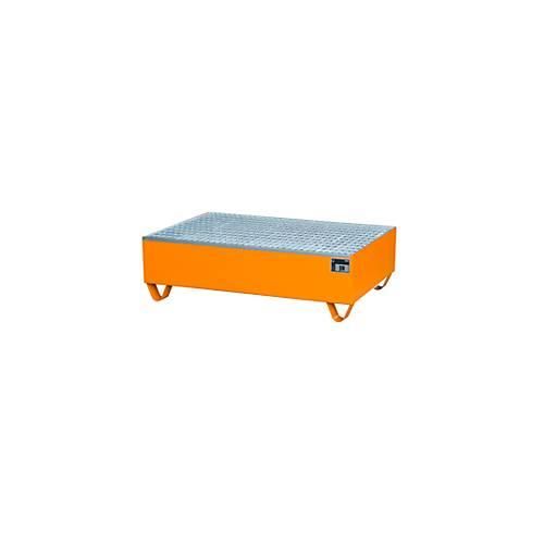 4052462020818 - Auffangwanne für 2 Fässer à 200 l mit verzinktem Gitterrost L 1200 x B 800 x H 360 mm unterfahrbar Stahl gelborange RAL 2000 4052462020818 - Auffangwanne für 2 Fässer à 200 l mit verzinktem Gitterrost L 1200 x B 800 x H 360 mm unterfahrbar Stahl gelborange RAL 2000