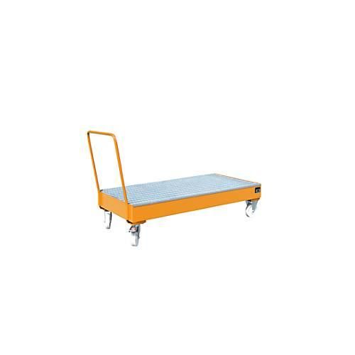 4052462047372 - Stahl-Auffangwanne mit Rollen + Griff 1800 x 800 mm orange RAL 2000