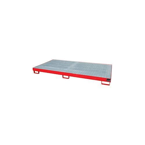 4052462030794 - eurokraft pro Regal-Bodenwanne 240 l Auffangvolumen LxBxH 2650 x 1300 x 210 mm mit Gitterrost rot lackiert