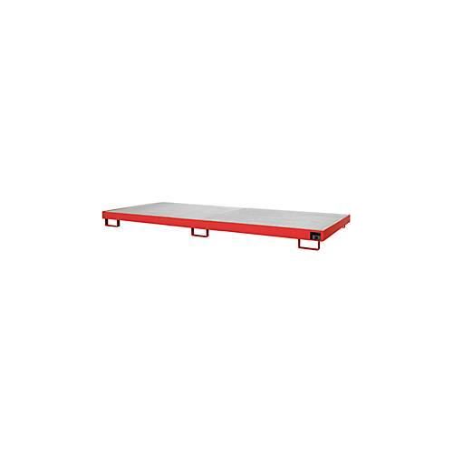 4052462055452 - eurokraft pro Regal-Bodenwanne 240 l Auffangvolumen LxBxH 3250 x 1300 x 195 mm mit Gitterrost feuerrot