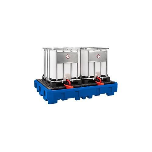4250101134913 - Asecos - Auffangwanne aus Polyethylen für ibc PE-Gitterrost Volumen 1000 l BxTxH 2460x1800x485 mm für 2 ibc unterfahrbar blau