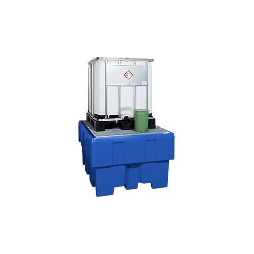 4250101134876 - Asecos - Auffangwanne aus Polyethylen für ibc verz Gitterrost Volumen 1000 l BxTxH 1280x1660x870 mm für 1 ibc blau