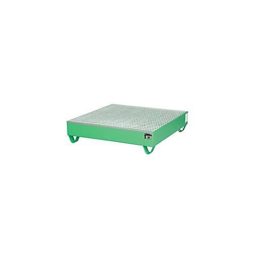 4052462021235 - Stahl-Auffangwanne mit Gitterrost 1200 x 1200 mm grün RAL 6011