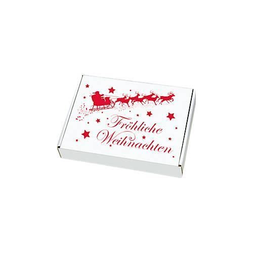 4055453000141 - Maxibriefkartons mit Motiv „Weihnachtsschlitten“ portooptimiert bis 20 kg Außenmaße 250 x 174 x 50 mm Mikrowellpappe weiß-braun 20 Stück