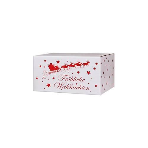 4055453000233 - Versandkartons mit Motiv „Weihnachtsschlitten“ bis 30 kg Außenmaße 406 x 306 x 210 mm Feinwellpappe weiß-braun 20 Stück