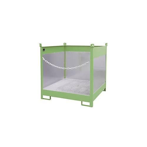 4052462041530 - Fass-Stapelpalette FSP-4 G Spritzschutzwand 3-seitig Kap 4 x 200 l Fässer grün