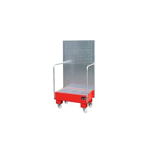 4052462061064 - eurokraft pro Fahrbare Auffangwanne mit Lochplattenwand 2 x 60-l-Fass stehend nebeneinander LxBxH 570 x 890 x 1685 mm feuerrot 4052462061064 - eurokraft pro Fahrbare Auffangwanne mit Lochplattenwand 2 x 60-l-Fass stehend nebeneinander LxBxH 570 x 890 x 1685 mm feuerrot