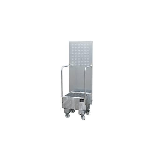4052462060890 - eurokraft pro Fahrbare Auffangwanne mit Lochplattenwand 1 x 60-l-Fass stehend LxBxH 570 x 590 x 1775 mm feuerverzinkt