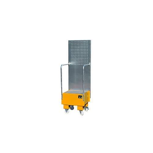 4052462060883 - eurokraft pro Fahrbare Auffangwanne mit Lochplattenwand 1 x 60-l-Fass stehend LxBxH 570 x 590 x 1775 mm gelborange 4052462060883 - eurokraft pro Fahrbare Auffangwanne mit Lochplattenwand 1 x 60-l-Fass stehend LxBxH 570 x 590 x 1775 mm gelborange