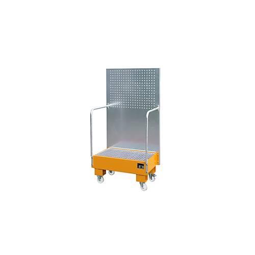4052462060906 - eurokraft pro Fahrbare Auffangwanne mit Lochplattenwand 2 x 60-l-Fass stehend nebeneinander LxBxH 570 x 890 x 1685 mm gelborange 4052462060906 - eurokraft pro Fahrbare Auffangwanne mit Lochplattenwand 2 x 60-l-Fass stehend nebeneinander LxBxH 570 x 890 x 1685 mm gelborange