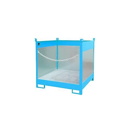 4052462015982 - Fass-Stapelpalette FSP-4 G Spritzschutzwand 3-seitig Kap 4 x 200 l Fässer blau 4052462015982 - Fass-Stapelpalette FSP-4 G Spritzschutzwand 3-seitig Kap 4 x 200 l Fässer blau