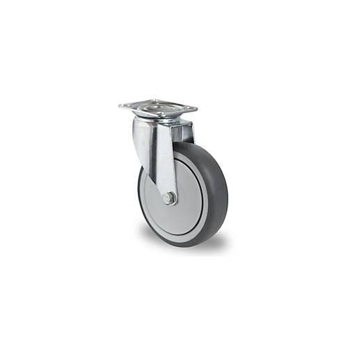 4260390224813 - CASCOO Lenkrolle P2T2 mit Rad-ø 100 mm x B 32 mm Polypropylen-Felge Elastomer-Lauffläche grau Kugellager bis 100 kg