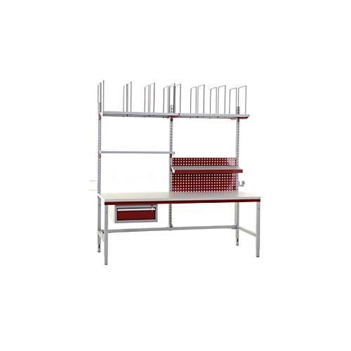 4030177063900 - Packtisch-Set manuell höheneinstellbar BxTxH 2000x800x690-960 mm weißaluminium rubinrot Set 1 4030177063900 - Packtisch-Set manuell höheneinstellbar BxTxH 2000x800x690-960 mm weißaluminium rubinrot Set 1