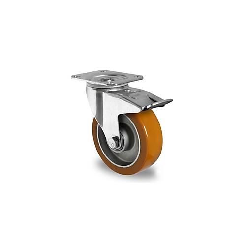 4260475210816 - CASCOO Lenkrolle AAU5 mit Totalfeststeller Rad-ø 125 mm x B 40 mm Aluminium-Felge Polyurethan-Lauffläche braun Doppelkugellager bis 300 kg 4260475210816 - CASCOO Lenkrolle AAU5 mit Totalfeststeller Rad-ø 125 mm x B 40 mm Aluminium-Felge Polyurethan-Lauffläche braun Doppelkugellager bis 300 kg