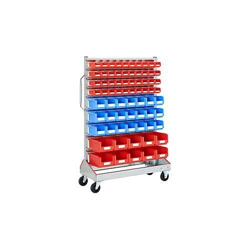 4250692918800 - Sichtrollwagen f Sichtlagerkästen einseitig B 1130 x T 510 x H 1705 mm 40 x 07 l rot 21 x 3 l blau 10 x 75 l rot 4250692918800 - Sichtrollwagen f Sichtlagerkästen einseitig B 1130 x T 510 x H 1705 mm 40 x 07 l rot 21 x 3 l blau 10 x 75 l rot