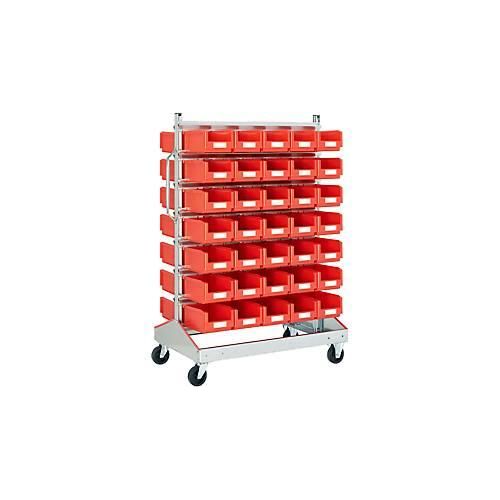4250692930949 - Sichtrollwagen f Sichtlagerkästen zweiseitig B 1130 x T 710 x H 1705 mm 70 x 75 l rot 4250692930949 - Sichtrollwagen f Sichtlagerkästen zweiseitig B 1130 x T 710 x H 1705 mm 70 x 75 l rot