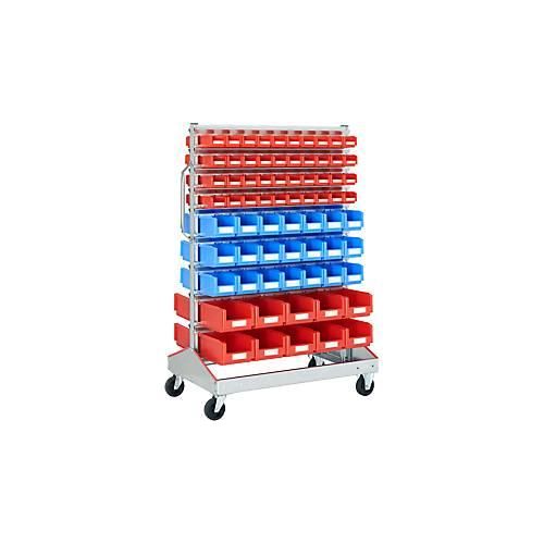 4250692918817 - Sichtrollwagen f Sichtlagerkästen zweiseitig B 1130 x T 710 x H 1705 mm 80 x 07 l rot 42 x 3 l blau 20 x 75 l rot 4250692918817 - Sichtrollwagen f Sichtlagerkästen zweiseitig B 1130 x T 710 x H 1705 mm 80 x 07 l rot 42 x 3 l blau 20 x 75 l rot