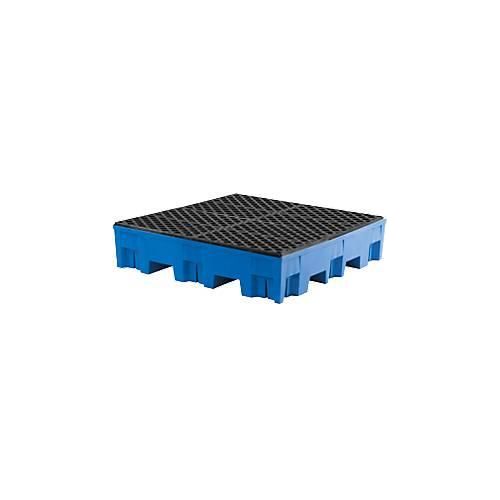 4250101149726 - asecos PE-Auffangwanne für 4 x 200-l-Fässer LxB 1235 x 1235 mm Auffangvolumen 255 l mit PE-Rost
