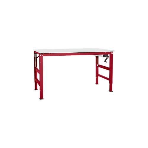 4045916134452 - Arbeitstisch Ergo K m Kurbel 1250 x 800 mm Tischplatte PVC Dekor rubinrot