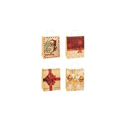 4022792983114 - Geschenktüten Weihnachten TSI Serie 4 4 verschiedene Motive groß B 260 x T 135 x H 320 mm 100 % recycelbar Kraftpapier beige-rot 12 Stück