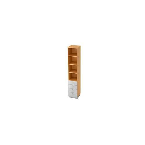 4032062111505 - Regal mit 4 Schubladen B 400 x T 420 x H 2200 mm Buche-Dekor silber