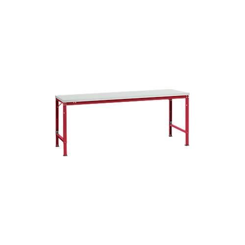 4045916138474 - AU71213003 Arbeits-Grundtisch UNIVERSAL Spezial mit Melaminplatte BxTxH = 2000 x 1000 x 722-1022 mm Rubin-Rot 4045916138474 - AU71213003 Arbeits-Grundtisch UNIVERSAL Spezial mit Melaminplatte BxTxH = 2000 x 1000 x 722-1022 mm Rubin-Rot