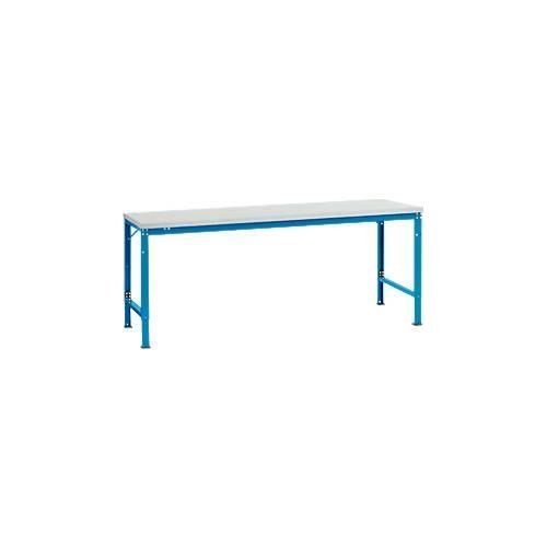 4045916140637 - AU71275012 Arbeits-Grundtisch UNIVERSAL Spezial mit Kunststoffplatte BxTxH = 2000x1000x722-1022 mm Licht-Blau (RAL 5012)