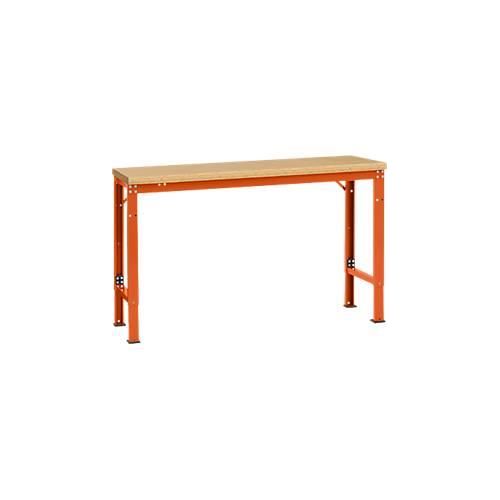4045916146448 - AU70552001 Arbeits-Grundtisch UNIVERSAL Spezial mit Multiplexplatte BxTxH = 1500 x 800 x 722-1022 mm Rotorange (RAL 2001)