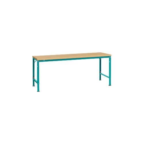 4045916147179 - AU71255021 Arbeits-Grundtisch UNIVERSAL Spezial mit Multiplexplatte BxTxH = 2000 x 1000 x 722-1022 mm Wasserblau