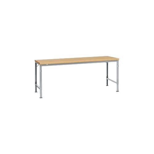4045916147209 - AU71259006 Arbeits-Grundtisch UNIVERSAL Spezial mit Multiplexplatte BxTxH = 2000 x 1000 x 722-1022 mm Alusilber
