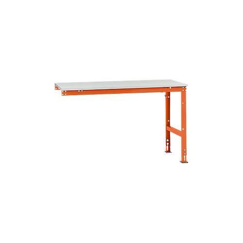 4045916072211 - AU60512001 Arbeits-Anbautisch UNIVERSAL Standard mit Melaminplatte BxTxH = 1500 x 800 x 760-870 mm Rotorange (RAL 2001)
